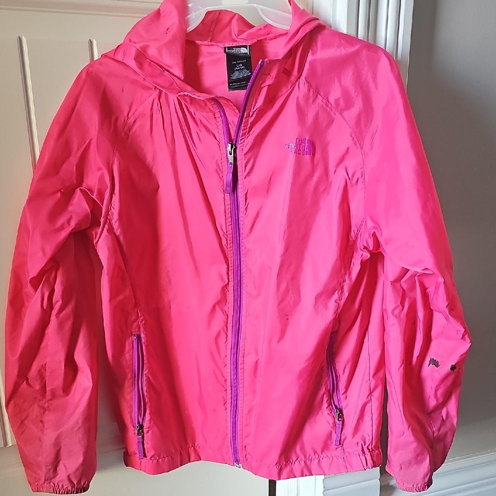 3/$15 💥 The North Face Kids Bright Pink Raincoat Coat Jacket Large Size 12 / 14